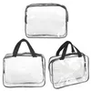 Étanche Transparent PVC Bain Cosmétique Sac Femmes Make Up Case Voyage Zipper Maquillage Beauté Lavage Organisateur Trousse De Rangement De Toilette 3 Pcs / Ensemble