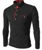 Çin Boyutu M-3XL Moda Polka Dot Erkekler Rahat Beyaz Siyah Mavi Smokin Elbise Gömlek Uzun Kollu Slim Fit Camisas Hombre