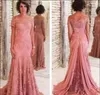 2018 spetsar av bruden klänningar av axeln Kortärmad Lace Mermaid Evening Dresses Long Mother Dresses for Wedding Party