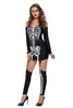 Off-Shoulder Skeleton Kostuum Dames 2021 Stijlvolle Meisje Punk X-Rayed Halloween A89025 Cosplay Womens Kostuums Carnaval Feestjurk