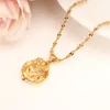 Dubai PENDENTE Collana con ciondolo donna 14 k Fine Gold GF ragazze gioielli per feste Africa / Arabo Sweetheart rose Flower Gifts