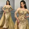Yosef aljasmi denizkızı gece elbiseleri şeffaf boyun 3/4 uzun kollu boncuklu balo elbisesi overkirt suudi Arapça resmi parça elbisesi