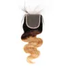 Омбре бразильский волна тела прямые волосы с закрытием #1b//27 4*4 закрытие шнурка Weave человеческих волос Ombre с бразильскими Виргинскими волосами