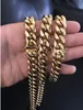 14mm Men Cuban Miami Link Bracelet & Chain Set 18k Gold FILL Stainless Steel