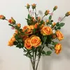 유럽 ​​가짜 장미 (5 헤드/조각) 웨딩 홈 파티를위한 시뮬레이션 장미 쇼케이스 장식 인공 꽃