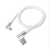 90 grader Micro USB-kabel 1m 2m 3m 2a Snabb Laddarband Flätad Typ C Data Linje för S20 S10 S9 S10 Not 20 Smartphone Android-telefoner