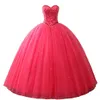 2020 High Quality Wine Red Ball Gown Quinceanera Dresses Beaded Crystal Formal Party Gown Vestidos De 15 Anos QC1276