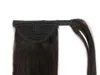 Extensiones de cabello humano con cola de caballo de 22 pulgadas con clip envolvente para mujeres, color negro apagado (#1B)