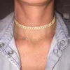 Hip Hop Women Necklace Miami Cuban Link Chain Choker Iced Out Sparking Bling Choker Punk Lady Hiphop Smycken