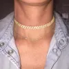 Hip Hop Women Naszyjnik Miami Cuban Link Choker Choker Out Sparing Bling Choker Punk Lady Hiphop Jewelry235r