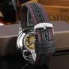 NOUVEAU GAGNANT Mode Hommes Silicone sport Montre Squelette Remontage Manuel Mécanique Montre-Bracelet militaire horloge Erkek Kol Saati285k