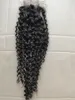 Brasilianskt mänskligt hår 2x6 Spetsstängning Middle del Kinky Curly 26 med babyhår Virgin hårstängningar 1024inch7786389