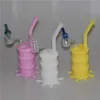 Silicone Barrel Rig Bong narguilé Mini conduite d'eau Bangs de tambour d'huile de silicone avec des clous de quartz mâles clairs de 4 mm / thermiques de 14 mm fumant des plates-formes à bulles de silicium