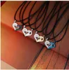 Best selling crystal diamond couple heart-shaped pendant men and women love heart-printed necklace stainless steel jewelry set