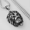 Mens guld silver färg 316l rostfritt stål lejon huvud hängsmycke halsband rhinestone inlagda med länk kedja vichok