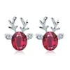 Fashion High Quality Deer Zircon Crystal Earrings Stud Valentine's 925 Silver Diamond jewelry Christmas Day Holiday Gifts HJ229