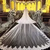 Luxury 4M One Layer Wedding Veils Top Quality Lace Applique Formal Cathedral Length Tulle Bridal Veil With Comb