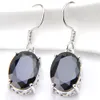 Luckyshine Vintage Styler Ovale Champagne obsidienne Gems 925 Sterling Silver Plaqué Femmes Zircon Boucles D'oreilles Russie Américaine Australie Boucle D'oreille