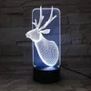 Cute Christmas Deer USB 3D Lamp 7 Colors Touch Lights Atmosphere Decoration Gift Home Decor Acrylic Light Fixtures #R21