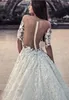 Julia Kontogruni Vintage Bröllopsklänningar Juvel Neck Halv Långärmad Lace Appliques Court Train Beads Gorgeous Robe de Mariée Bridal Gowns