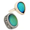 Handmade Silver Plated Mood Alloy Ring High Quality Party Focus Color Change Jewelry RS047-031 2PCS/Set