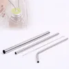 Stainless Steel Straw with Cleaner Brush Reusable High Quality 304 Stainless Steel Metal Straws Set For Bar drink straw