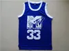 Mens vai smith # 33 jerseys de basquete preto televisão televisão primeiro anual rock n'jock b-ball jam 1991 azul costurado camisas s-xxl