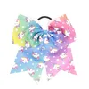 Princess Unicorn Cheer Bow With Ponyrtail Holder Ribbon Hair Bow With Clip Fabric Cheerleading Bows Girl Hair Accessories BY02203964639