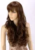 FIXSF282 新しい魅力的なロングダークブラウン波状ファッションカーリーウィッグ女性のための髪かつら