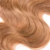 Jordgubb Blond Kroppsvåg Mänskligt Hår Spets Avslutning Brasiliansk Virgin Hair 4x4 Lace Closure Gratis Del # 27 Honung Blont Hår