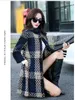 2016 Fashion Slim And Long Sections Winter Coat Women Plaid Three Quarter Sleeve Winter Woolen Jacket For Women Wool Coat ZY992