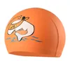 PU Kumaş Sevimli Karikatür Hayvan Dolphin Çocuk Çocuk Yüzme Cap Su geçirmez Koru Kulaklar Erkekler Kızlar yüzün Havuz Hat Caps