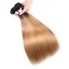 Fasci di tessuto per capelli lisci brasiliani biondi Ombre 3/4 fasci Two Tone 1b 27 Tessitura di capelli Trame di estensioni di capelli umani al 100% 12-26 pollici