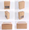 22*16*8CM Kraft Paper Box With Clear Window Bakery Cake Cookies Candy Gift Packaging Box Carton Box QW8432