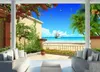 Custom Mural Non-woven Wallpapers Sea view balcony view for Walls Kids Room Bedroom Wall Papers Roll Home Decoration backdrop