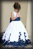 Flower Girl Dresses With Red And White Bow Knot Rose Taffeta Ball Gown Jewel Neckline Little Girl Party Pageant Gowns