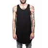 Wholesale- Men Summer Hip Hop Extend Long Tank Top Men's White Vest Fashion Swag Sleeveless Cotton Solid Tops