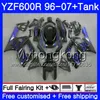 Kropp + Tank för Yamaha Thundercat YZF600R 96 97 98 99 00 01 Blue Flames Hot 229hm.10 YZF-600R YZF 600R 1996 1997 1998 1999 2000 2001 FAIRING