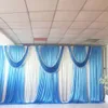 ice silk blue / teal silver swag and blue drapes only for 3m*6m curtain decoration