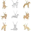 Fashion Dog Pendant Necklaces For Women Men Heart Puppy Gold Silver Plated Choker Necklace Jewelry Gift