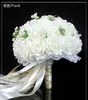 2016 Cheap Wedding Bouquet Pink/Red/White/Burgundy Bridal Bridesmaid Flower Artificial Flower Rose Bouquet Bride Buque de noiva
