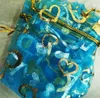 500pcs lot mélange coeur organza fête de mariage faveur sacs-cadeaux décoration sacs sachets 12x9cm307b