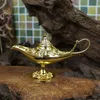 Mükemmel Peri Masalı Aladdin Sihirli Lamba Tütsü Brülör Vintage Retro Çay Potu Genie Lamba Aroma Taş Ev Süsleme Metal Zanaat