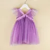2018 Summer Baby Dresses Girls Ruffle paljett Bow Princess Dress Kids Party Fashion Gaze Sleeveless Dress 4 Colors