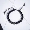 Nya Obsidian Beaded Armband för män Hematit Rope Woven Infinity Charm Armband för Kvinnor Smycken Personliga Tillbehör Manschett