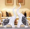 white silver ceramic African elephant home decor crafts room decoration ceramic kawaii ornament porcelain animal figurines