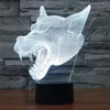 3D Glow LED-nachtlampje Wolf Inspiratie 7 kleuren Optische illusie Lamp Aanraaksensor voor Home Party Festival Decor Geweldig cadeau-idee6082632