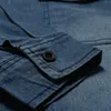 Men'S Shirts Men'S Jeans Shirt Hooded Pocekt Grey Social Shirt Single Breasted Blusa De Frio Masculina satin NZ672