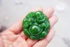 Entrega gratuita: hermoso jade (Mongolia exterior) tallado a mano con una sonrisa de Buda (amuleto) buena suerte. colgante de collar redondo