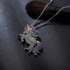 Enfants et femmes collier coloré licorne diamant pendentif collier enfants chandail chaîne bijoux accessoires livraison gratuite